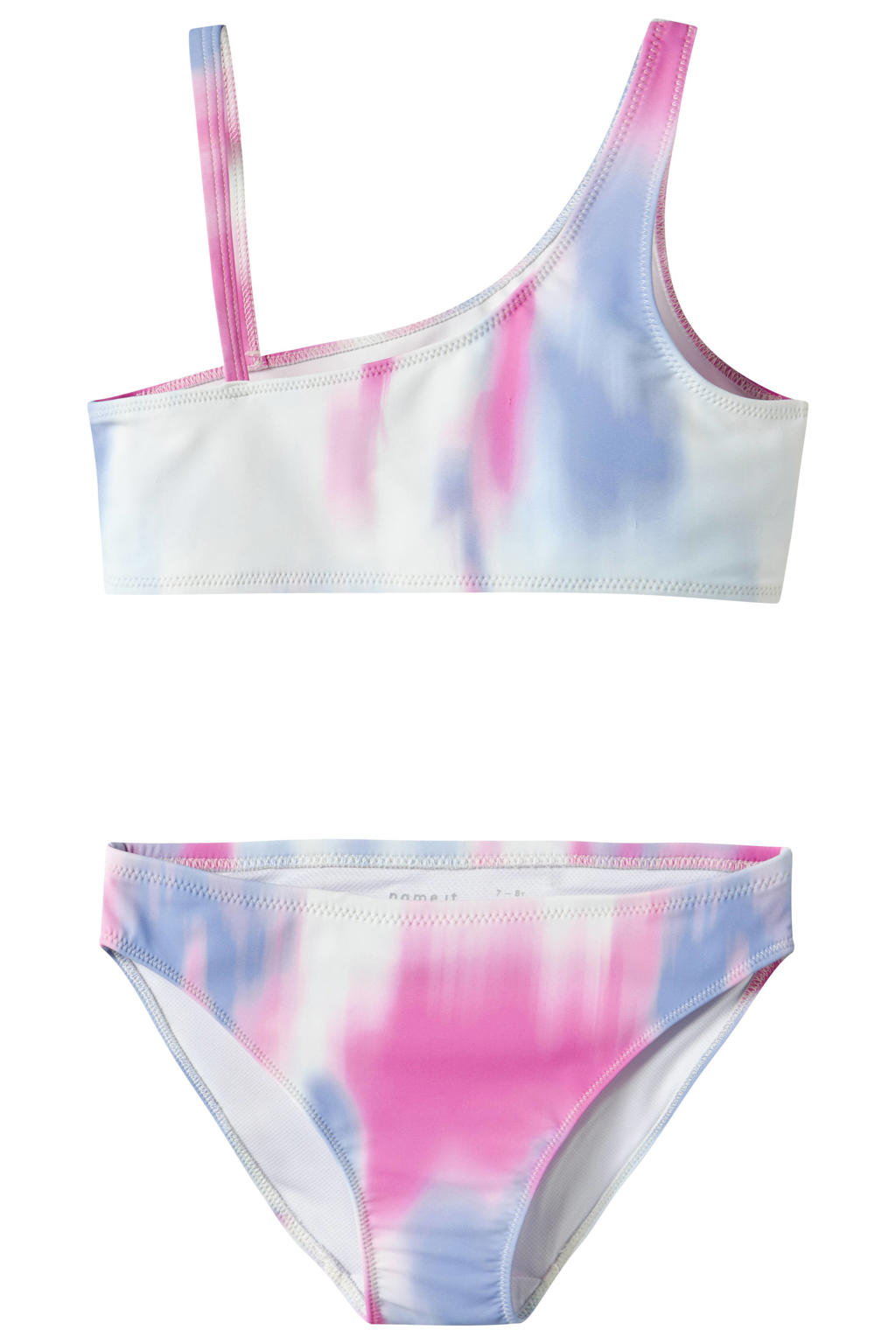 NAME IT KIDS one shoulder bikini blauw/roze/wit