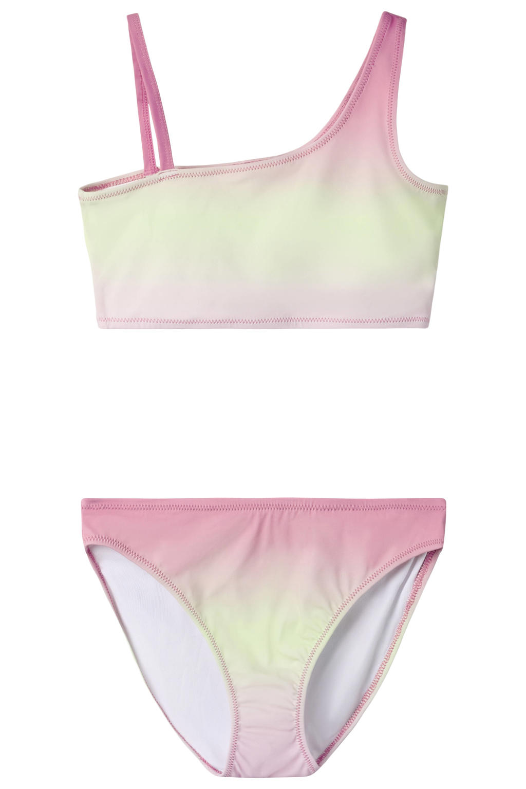 NAME IT KIDS one shoulder bikini roze/groen