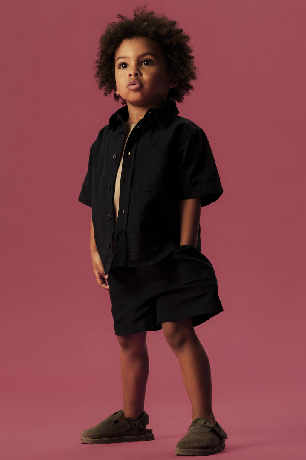 Donkerblauwe jongens NAME IT MINI regular casual overhemd van katoen met effen, korte mouwen, button down sluiting en knoopsluiting