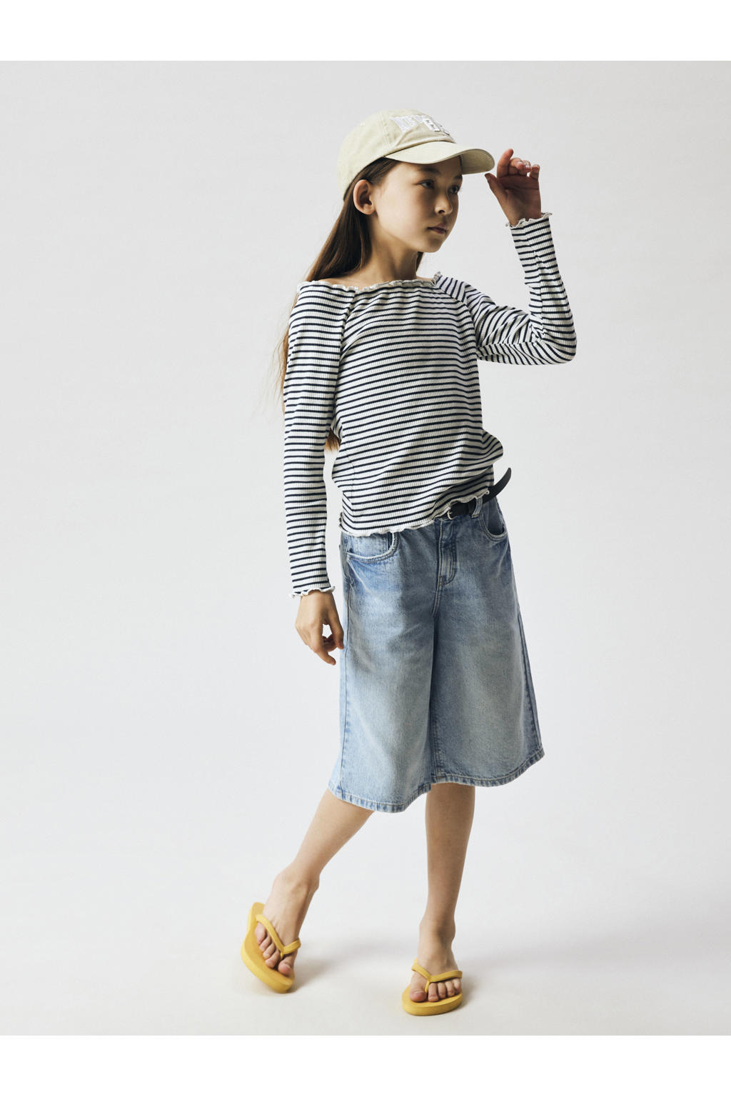 Light blue denim meisjes NAME IT KIDS short van denim met loose fit, rits- en haaksluiting en effen