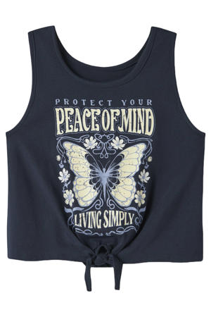 cropped mouwloze top donkerblauw