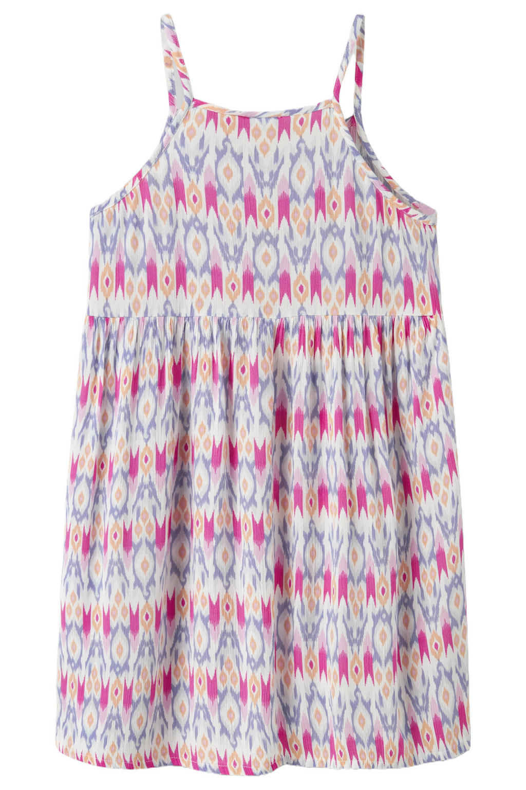 Roze, lila en witte meisjes NAME IT KIDS A-lijn jurk van viscose met spaghettibandjes, ronde hals en geweven detail