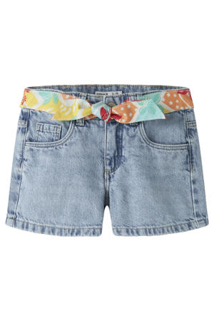 regular waist short light blue denim