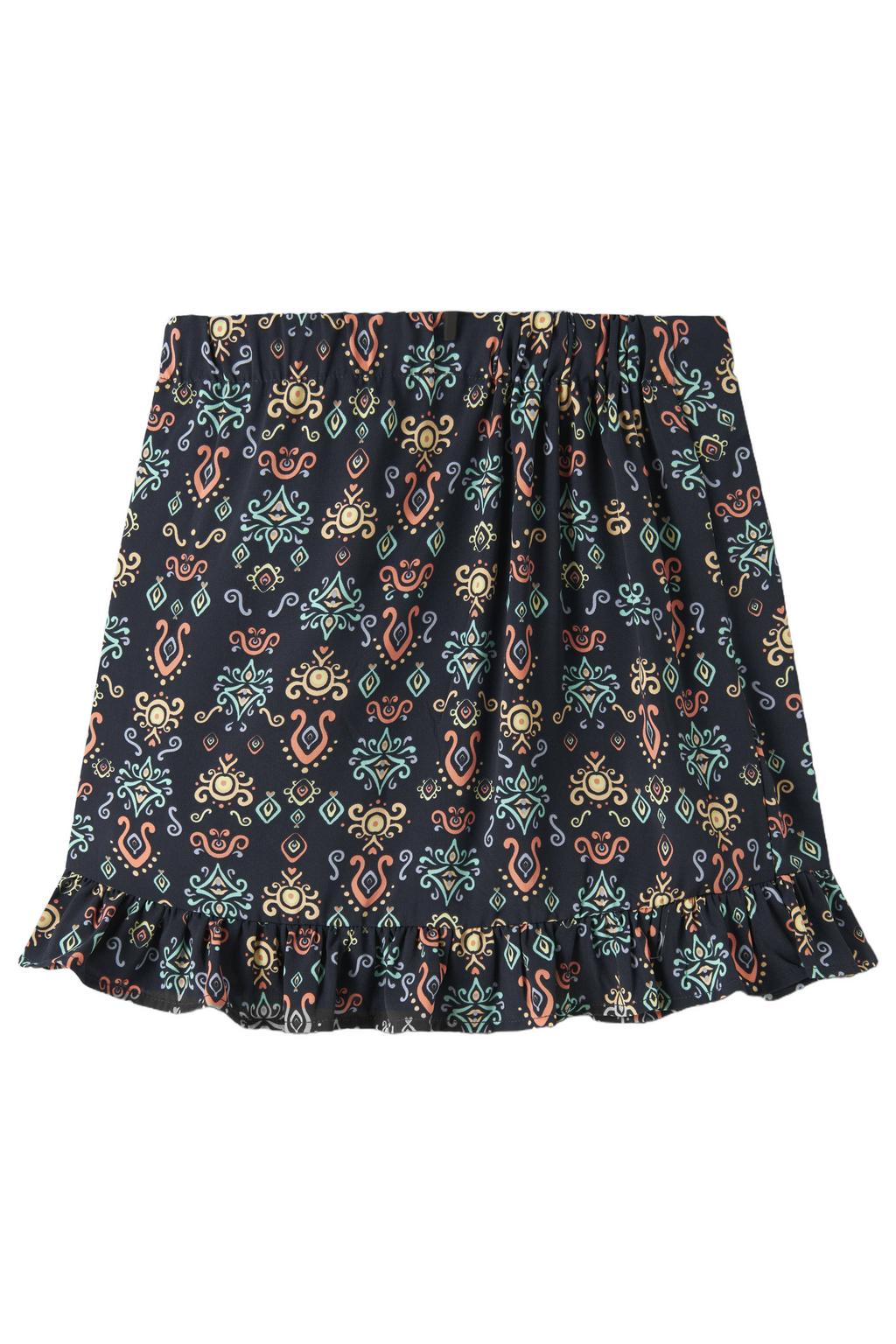 Donkerblauw en multikleurige meisjes NAME IT KIDS wikkelrok gemaakt van polyester en met striksluiting