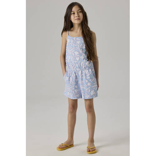 NAME IT KIDS playsuit met blad print blauw