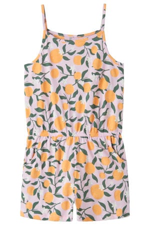 playsuit met all over print lichtroze/oranje