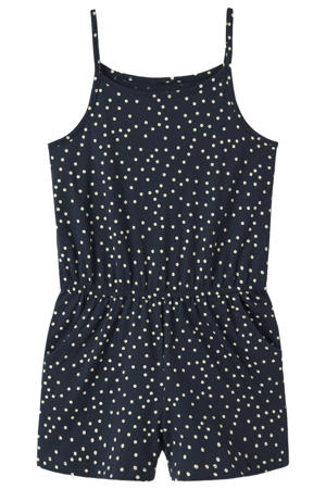 playsuit met stippen print donkerblauw