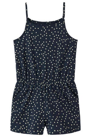 playsuit met stippen print donkerblauw