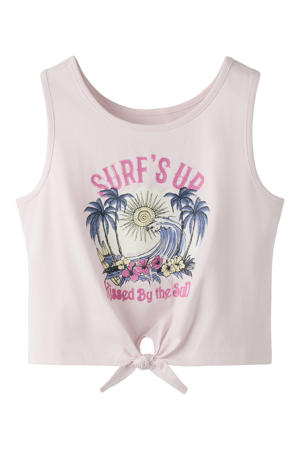 cropped mouwloze top lichtroze