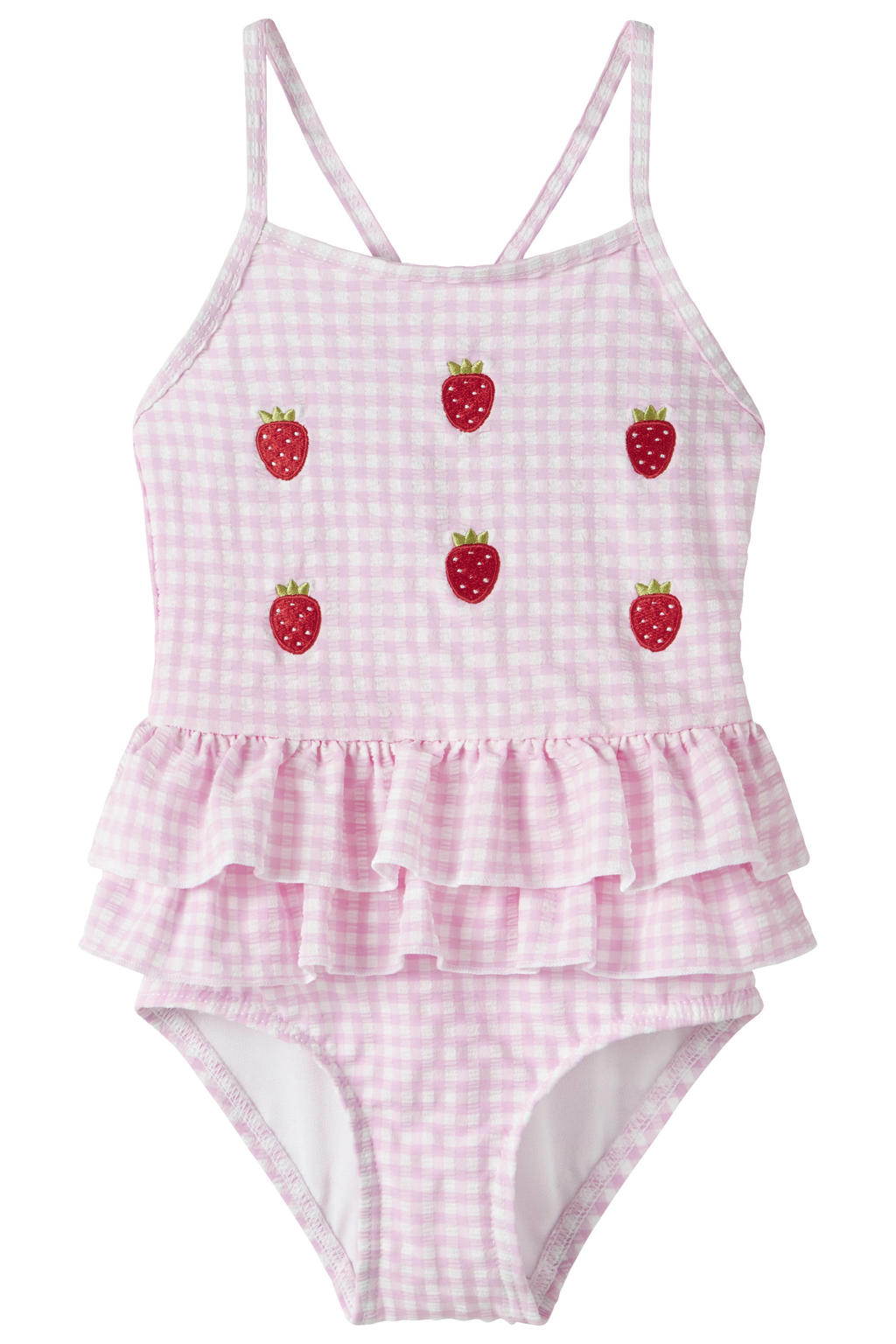 NAME IT MINI badpak met ruches roze/wit