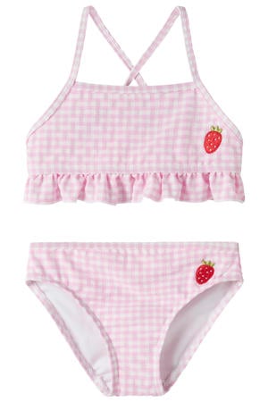 geruite crop bikini roze