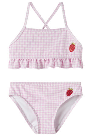 geruite crop bikini roze
