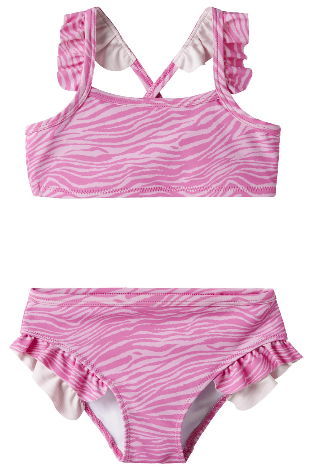 NAME IT MINI crop bikini zebraprint roze