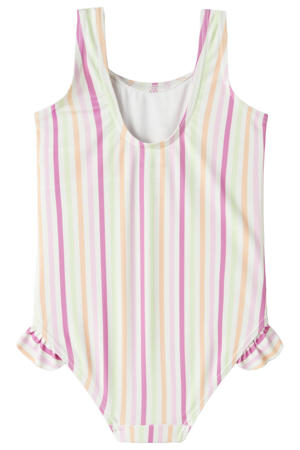 badpak met ruches ecru/roze/groen