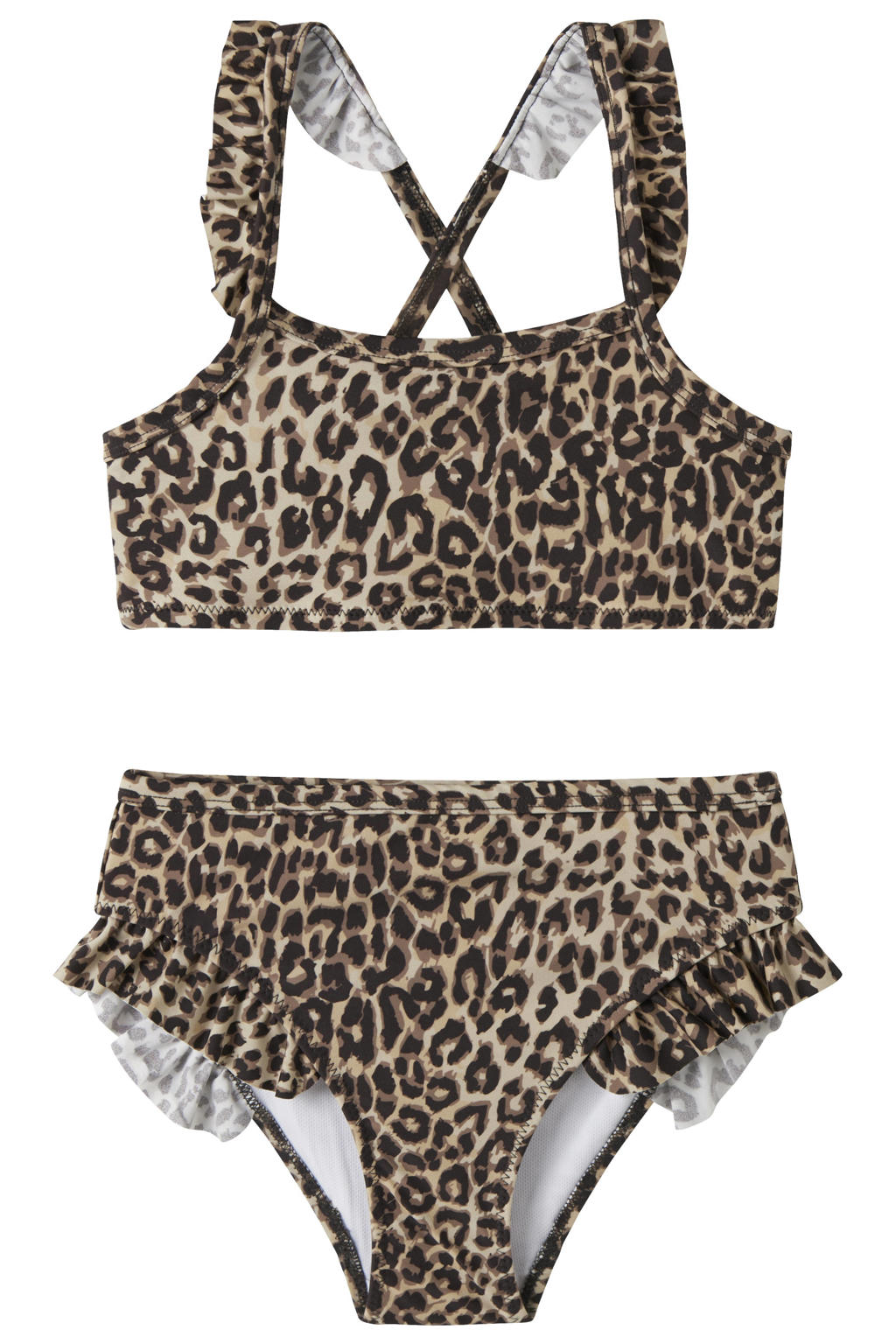 NAME IT MINI crop bikini panterprint bruin