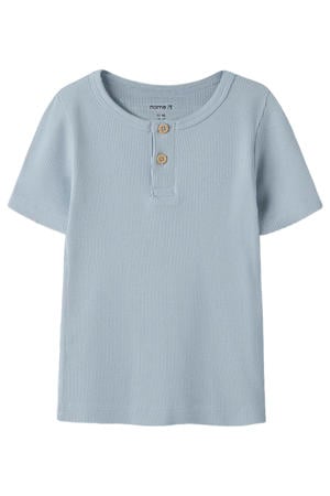 T-shirt rib gebreid lichtblauw