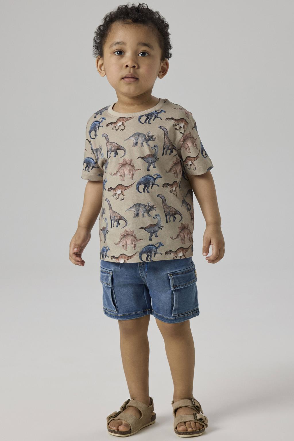 Medium blue denim jongens NAME IT MINI loose short Blue van denim met elastische tailleband met koord en effen