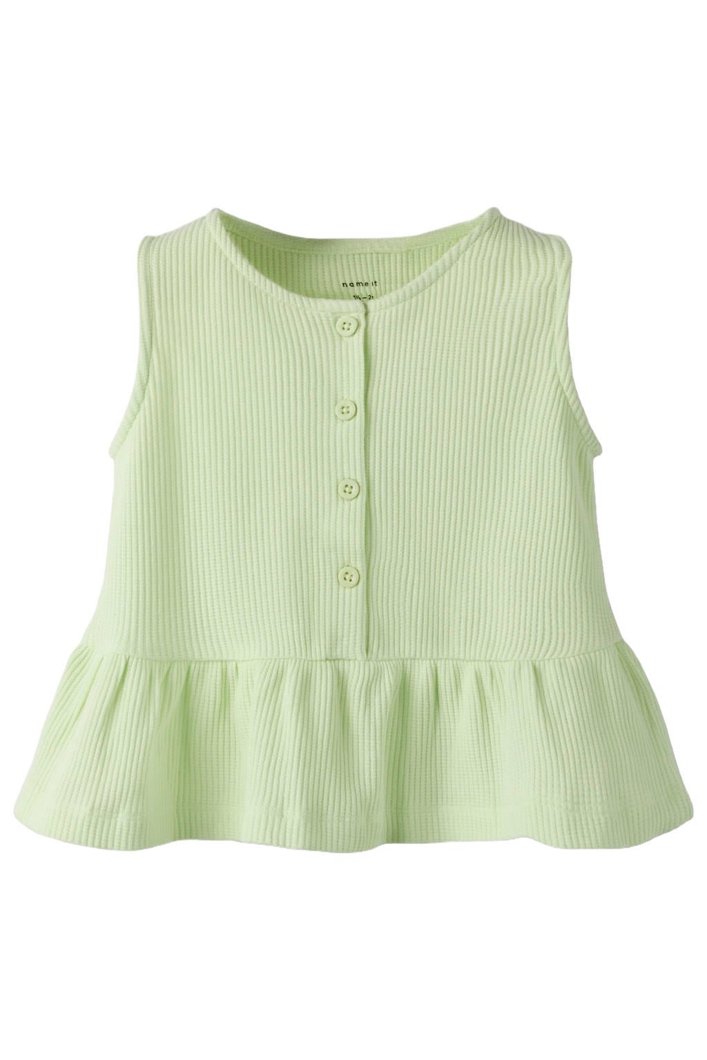 Limegroene meisjes NAME IT MINI mouwloze top groen met effen en textuur