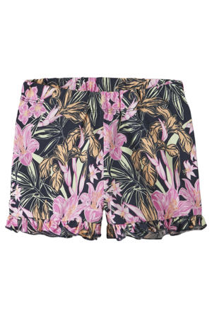 regular gebloemde casual short donkerblauw