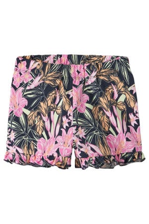 regular gebloemde casual short donkerblauw