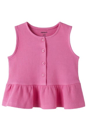 mouwloze top roze met textuur