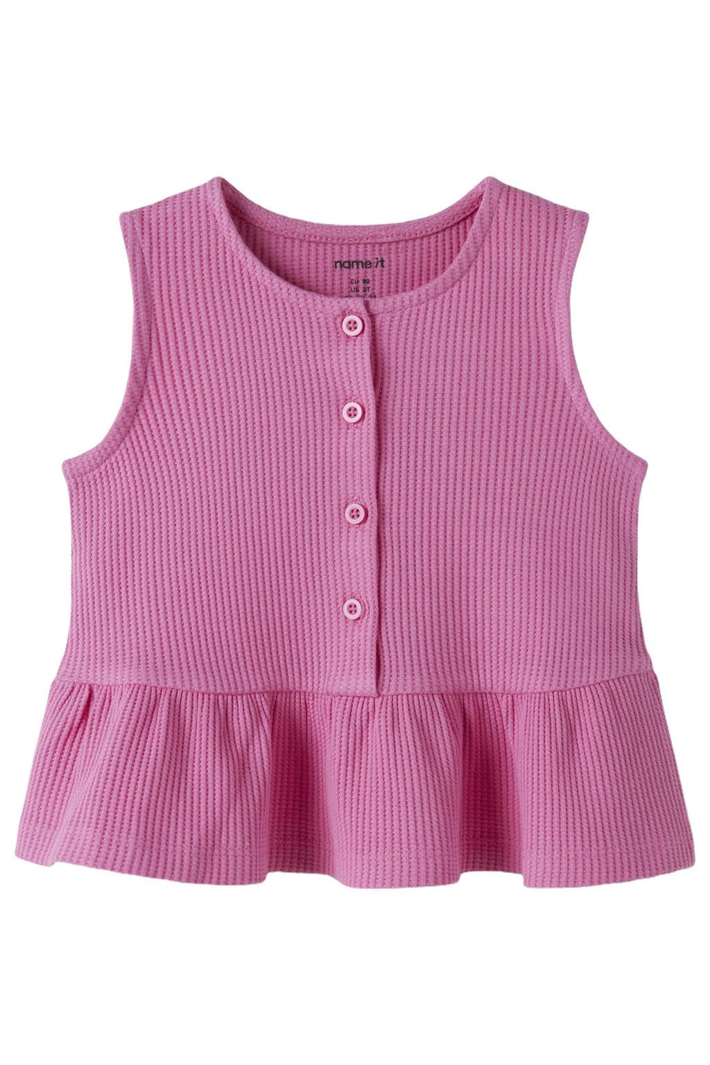 Roze meisjes NAME IT MINI mouwloze top met effen, ronde hals en textuur