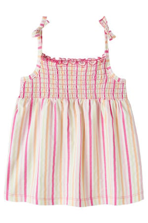 gestreepte mouwloze top roze