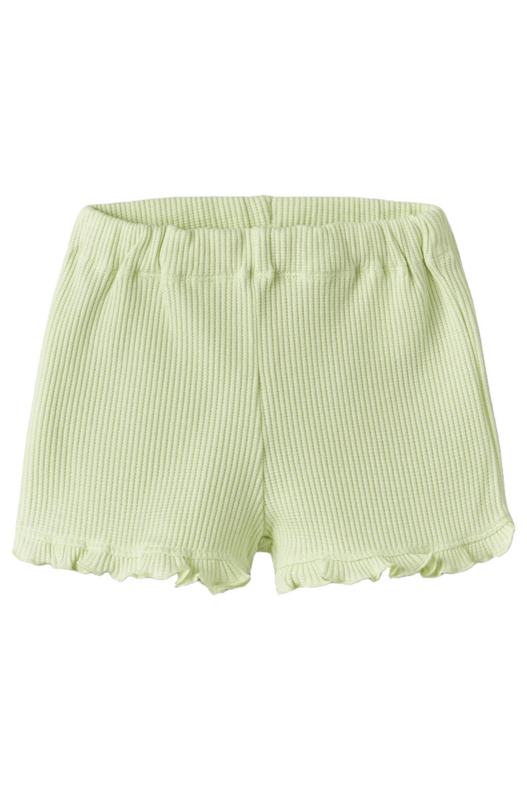 Limegroene meisjes NAME IT MINI regular casual short groen met elastische tailleband en effen