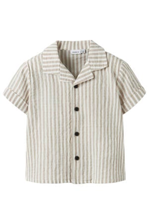 gestreept overhemd beige/wit