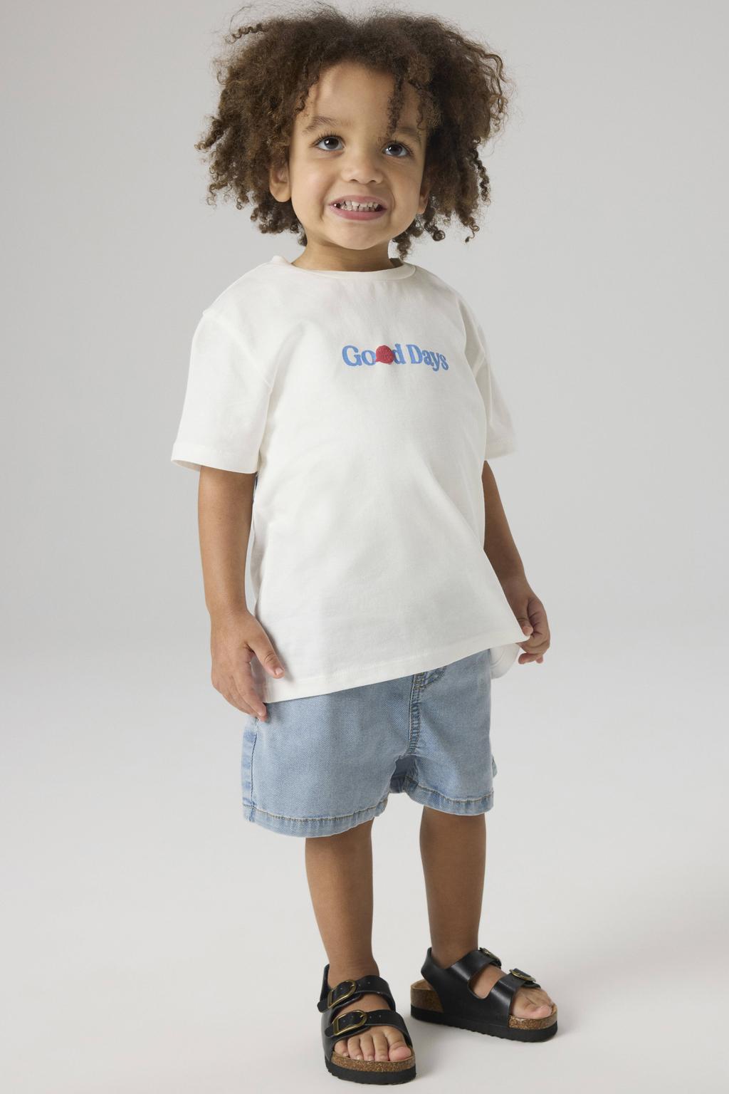 Light blue denim jongens NAME IT MINI relaxed short van denim met elastische tailleband