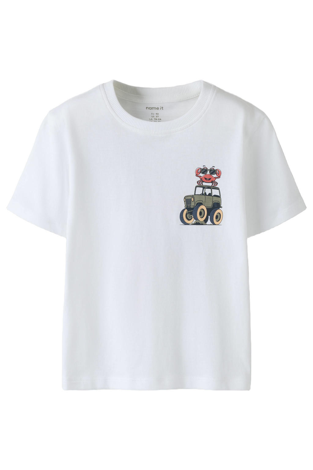 Witte jongens NAME IT MINI T-shirt van katoen met backprint, korte mouwen en ronde hals