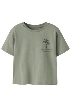 T-shirt met backprint grijsgroen