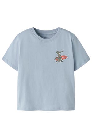 T-shirt met backprint grijsblauw