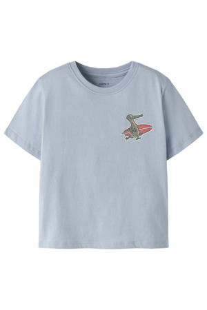 T-shirt met backprint grijsblauw