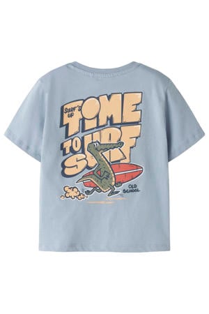 T-shirt met backprint grijsblauw