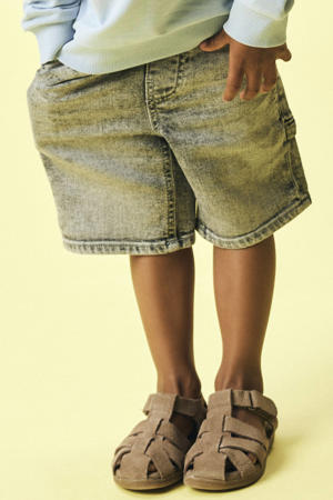 regular waist short grey denim