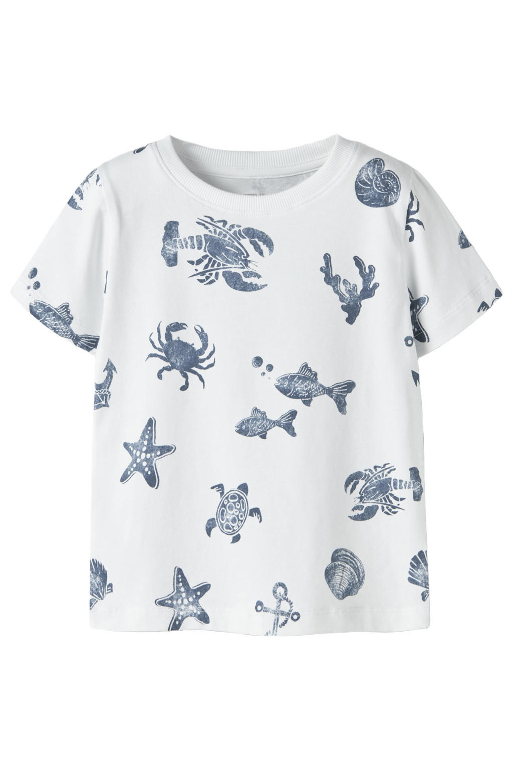 Witte jongens NAME IT MINI T-shirt van stretchkatoen met korte mouwen en ronde hals
