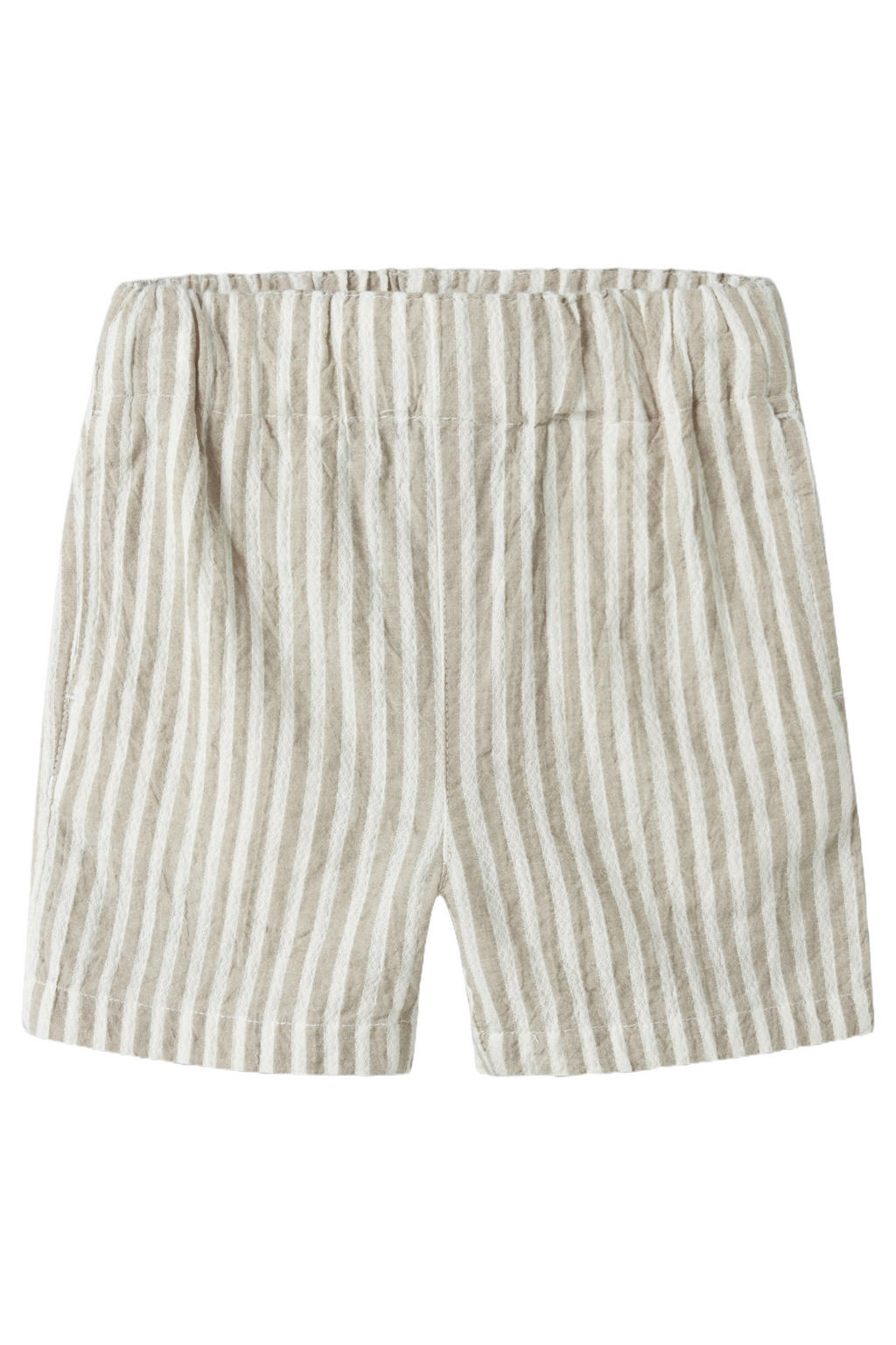Beige en witte jongens NAME IT MINI regular gestreepte casual short van katoen met elastische tailleband