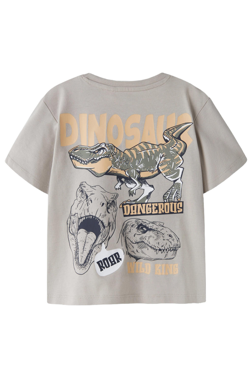 Grijze jongens NAME IT MINI T-shirt bruin van katoen met korte mouwen en ronde hals