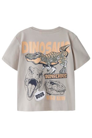 T-shirt met backprint grijsbruin