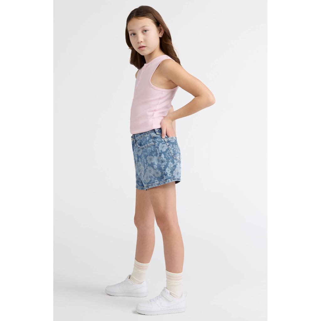 Light blue denim meisjes Abercrombie & Fitch regular waist gebloemde short van denim met rits- en knoopsluiting