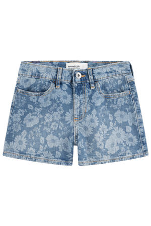 regular waist gebloemde short light blue denim
