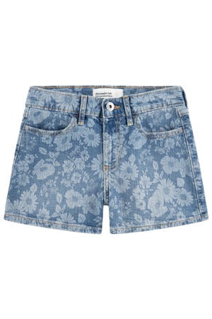 regular waist gebloemde short light blue denim