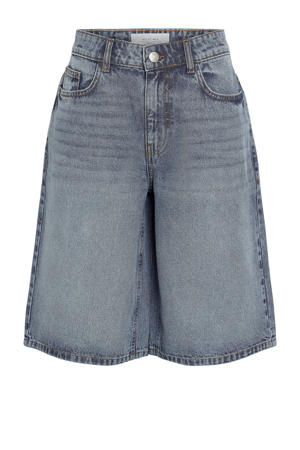 denim baggy regular waist bermuda short medium blue denim