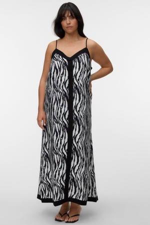 maxi jurk met zebraprint zwart