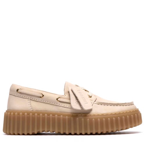 Clarks Torhill boat leren bootschoenen ecru afbeelding