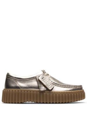 Torhill Bee leren veterschoenen goud