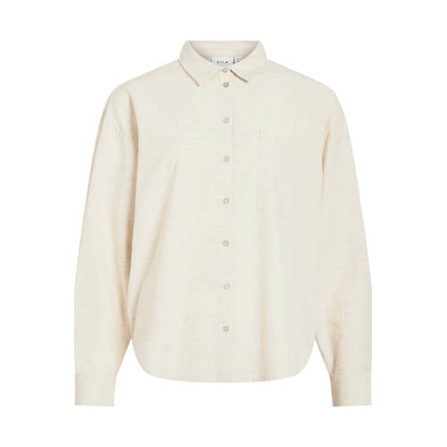 VILA blouse met linnen zand afbeelding