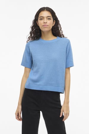 top blauw gebreid