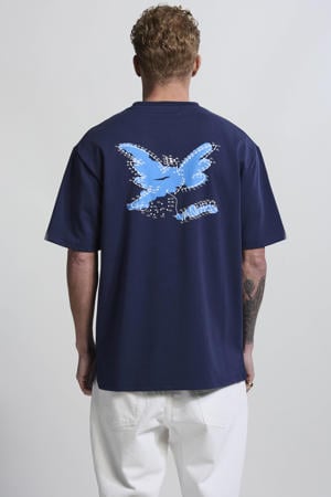 relaxed T-shirt met backprint donkerblauw